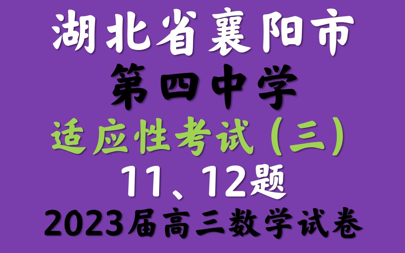 湖北省襄阳市第四中学适应性考试(三)2023届高三数学试题哔哩哔哩bilibili