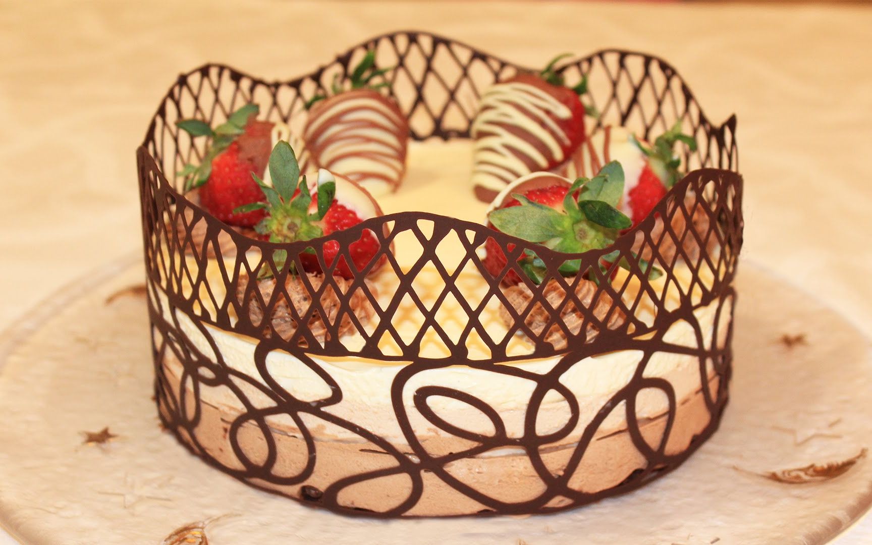 【中字】三重巧克力慕斯蛋糕加巧克力围边制作教程分享 by passion