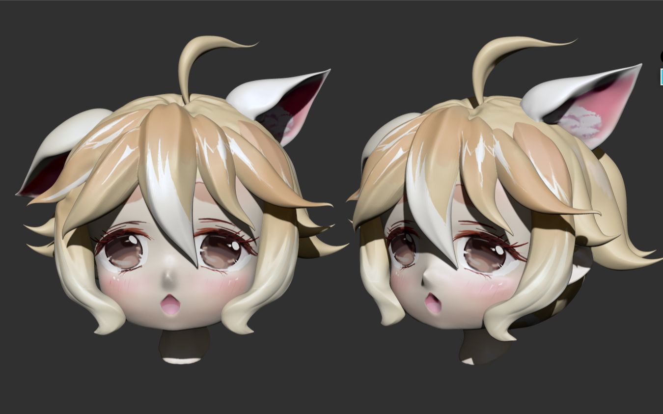 zbrush角色建模:萌妹q版角色模型头发与化妆技巧展现,是时候展现lsp的