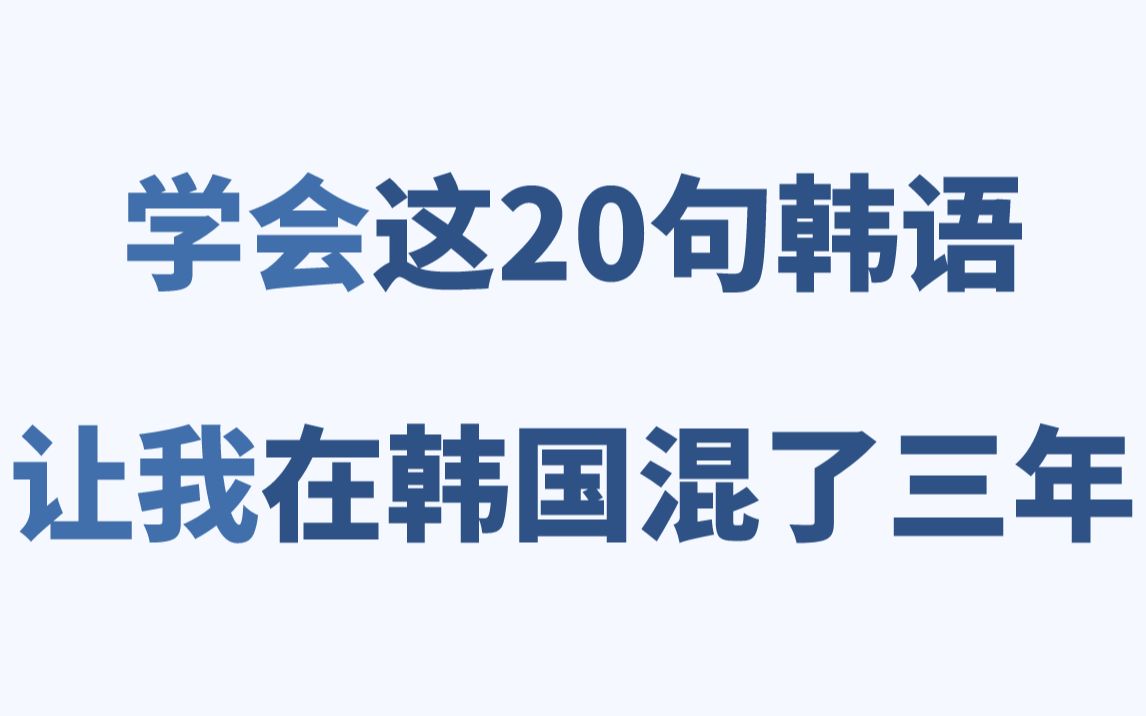 【韩语口语详解版】学会这20句韩语,直接让我在韩国混了三年?!哔哩哔哩bilibili