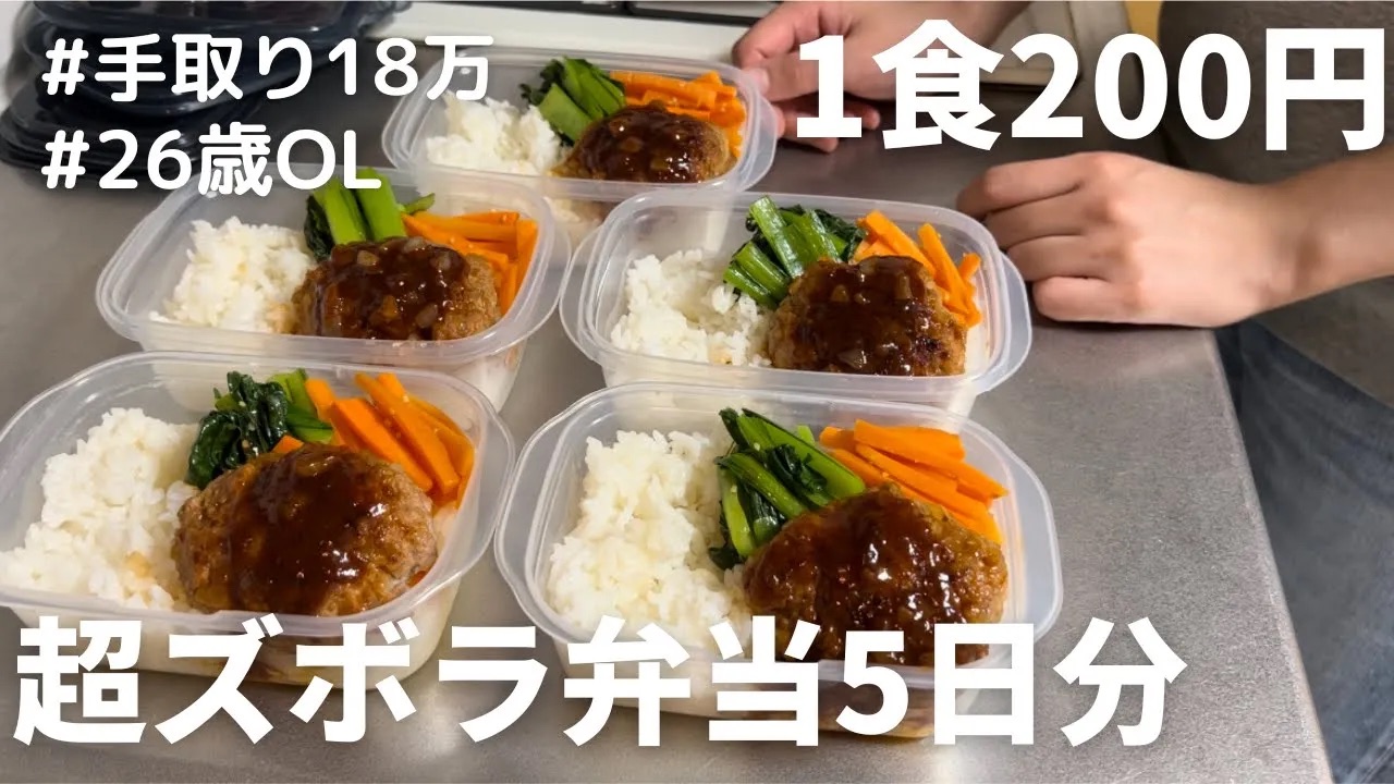 节约〕1餐200日元/汉堡便当/提前做好5天的冷冻便当99rin