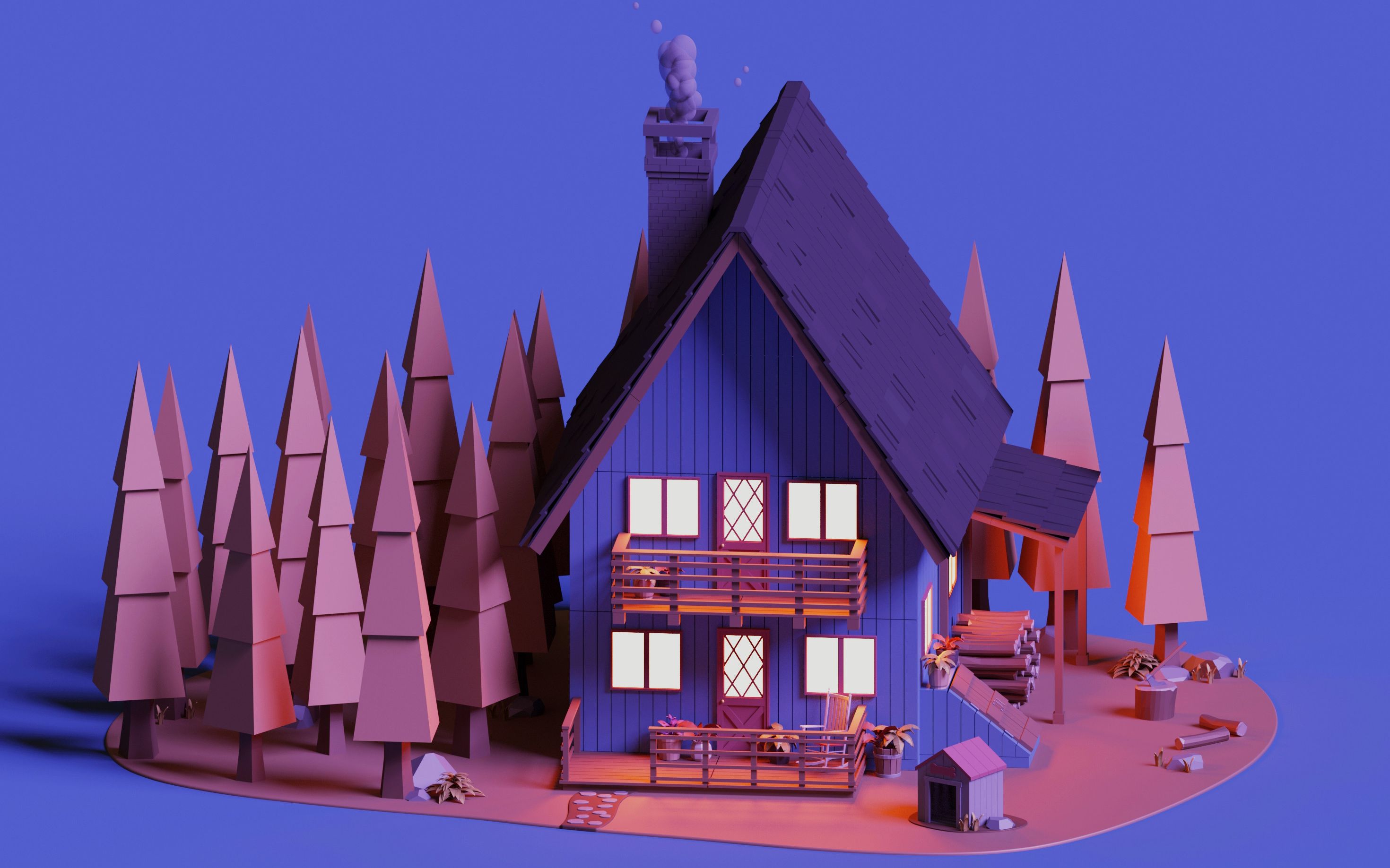 3dmax场景建模从模型到材质全流程讲解手办森林屋