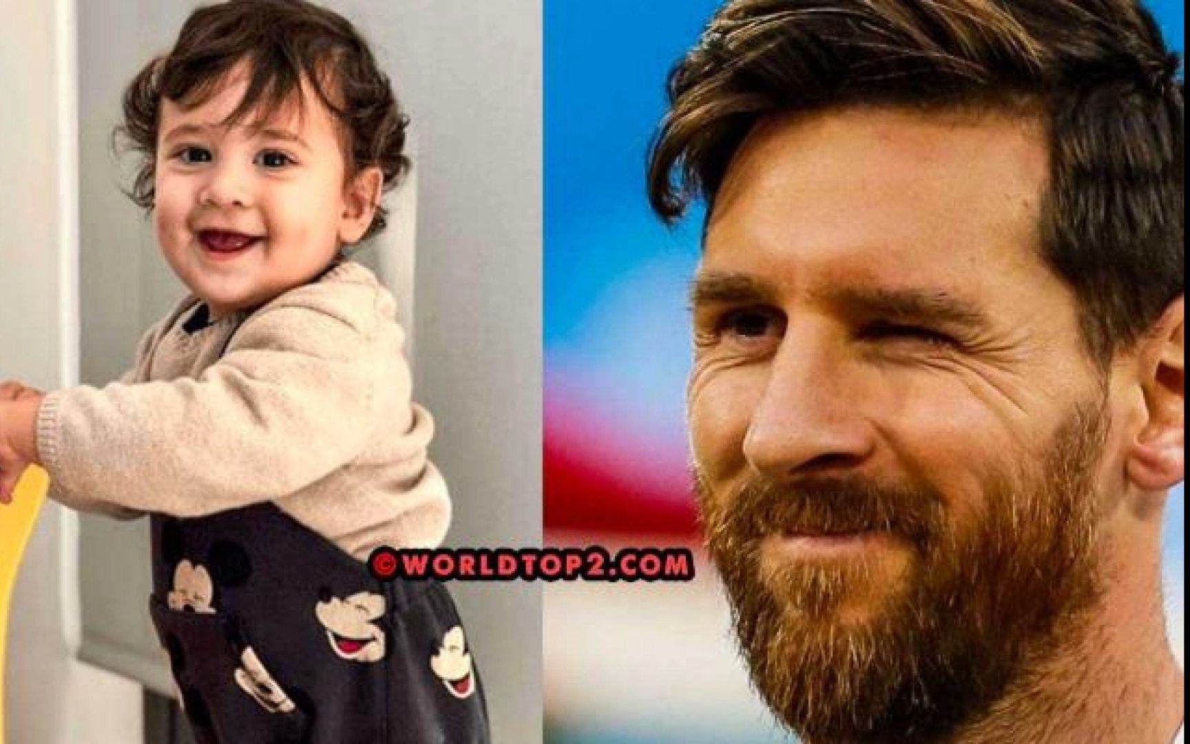 梅西看到儿子海报眼睛都瞪大了 笑脸上写满了父爱