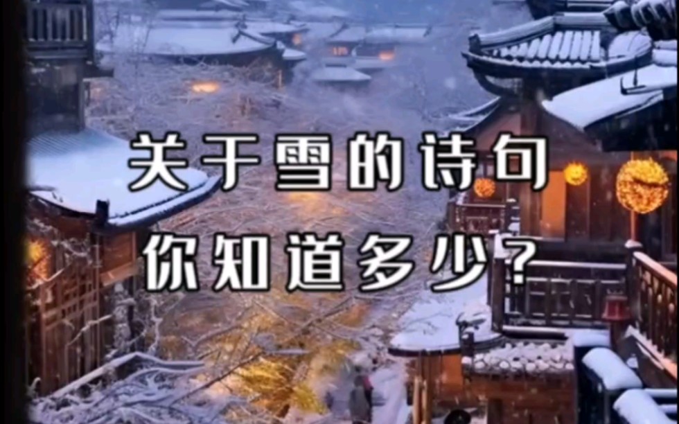 续写关于雪的诗句,你知道多少?哔哩哔哩bilibili