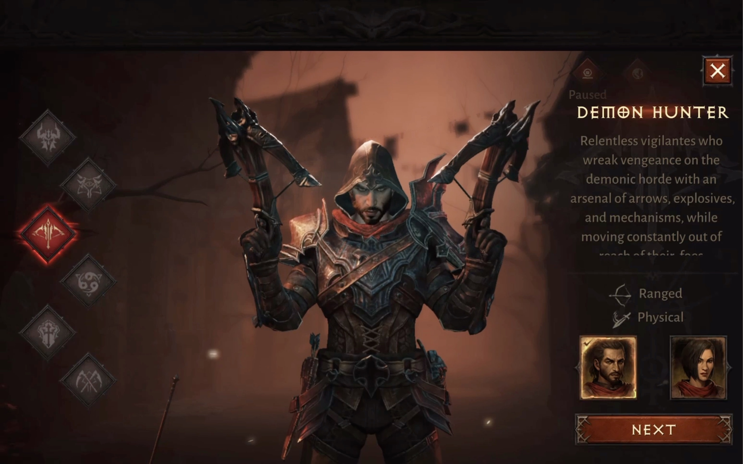 暗黑破坏神不朽角色选择界面