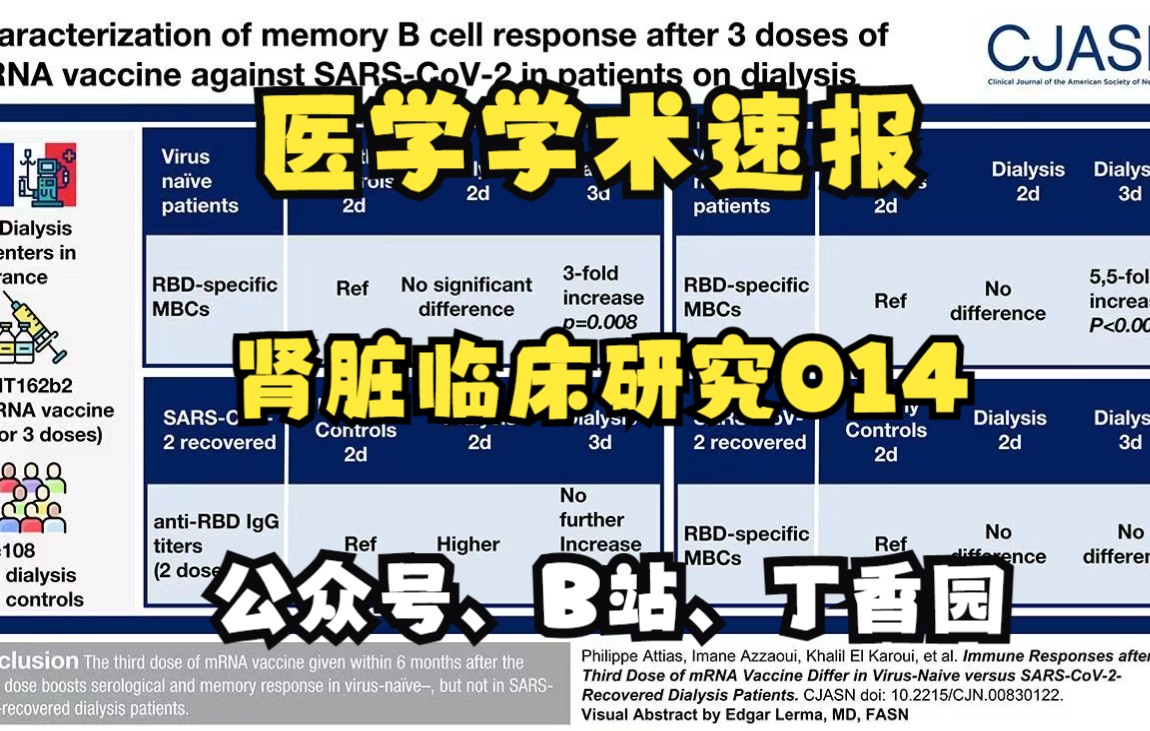 未感染病毒与SARSCoV2康复的透析患者第三剂mRNA疫苗后的免疫反应不同哔哩哔哩bilibili