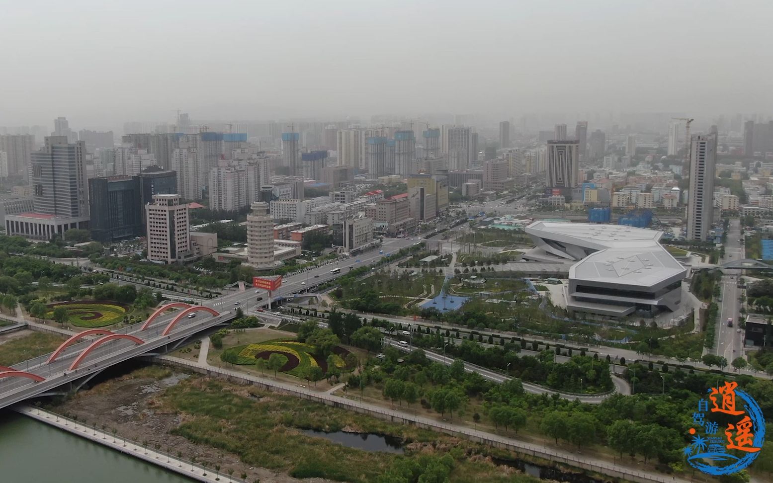 自驾游来到山西省会太原,航拍太原汾河两岸风光哔哩哔哩bilibili