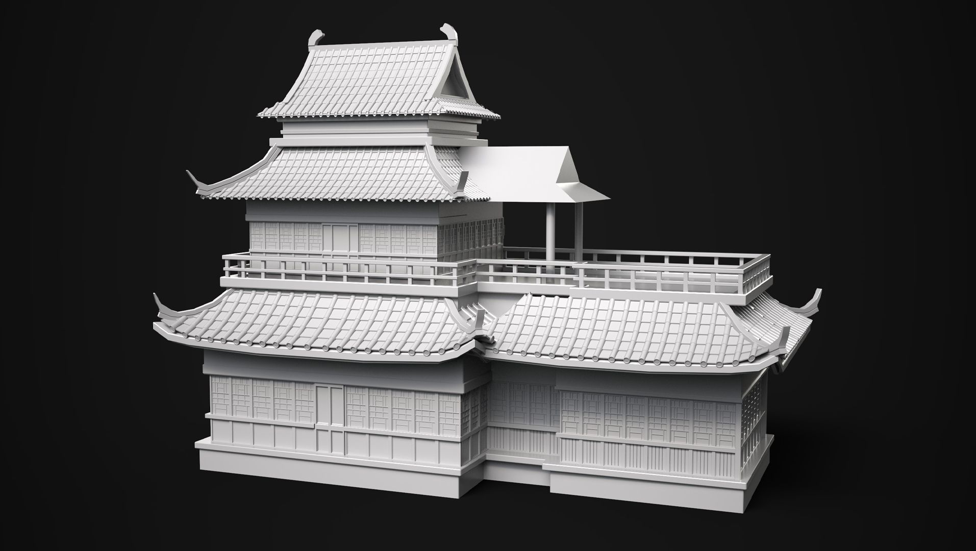 【3dmax建模】古建筑场景模型制作