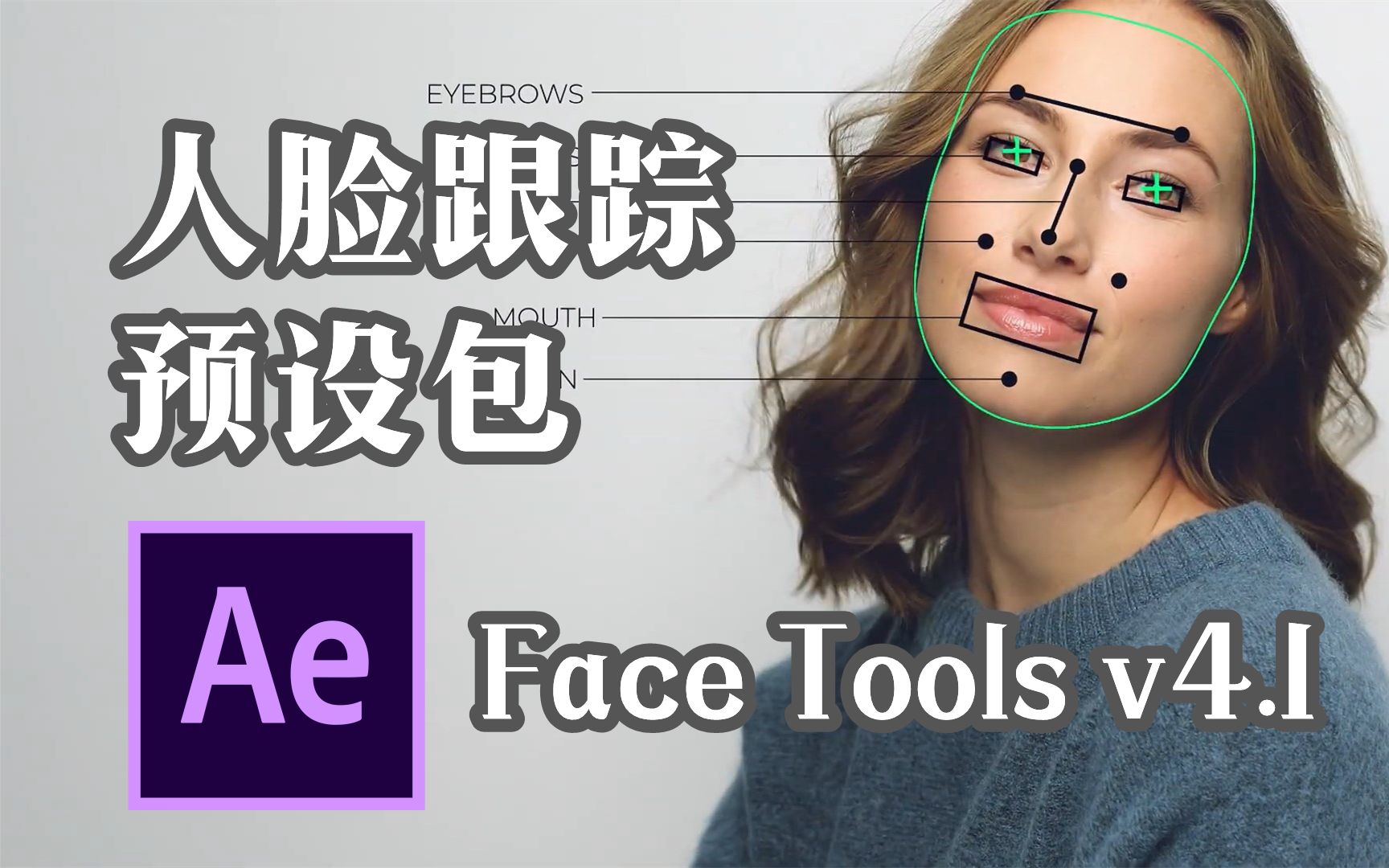 ae素材 | 新手必备一键套用人脸跟踪面部追踪贴图表情化妆美颜丑化