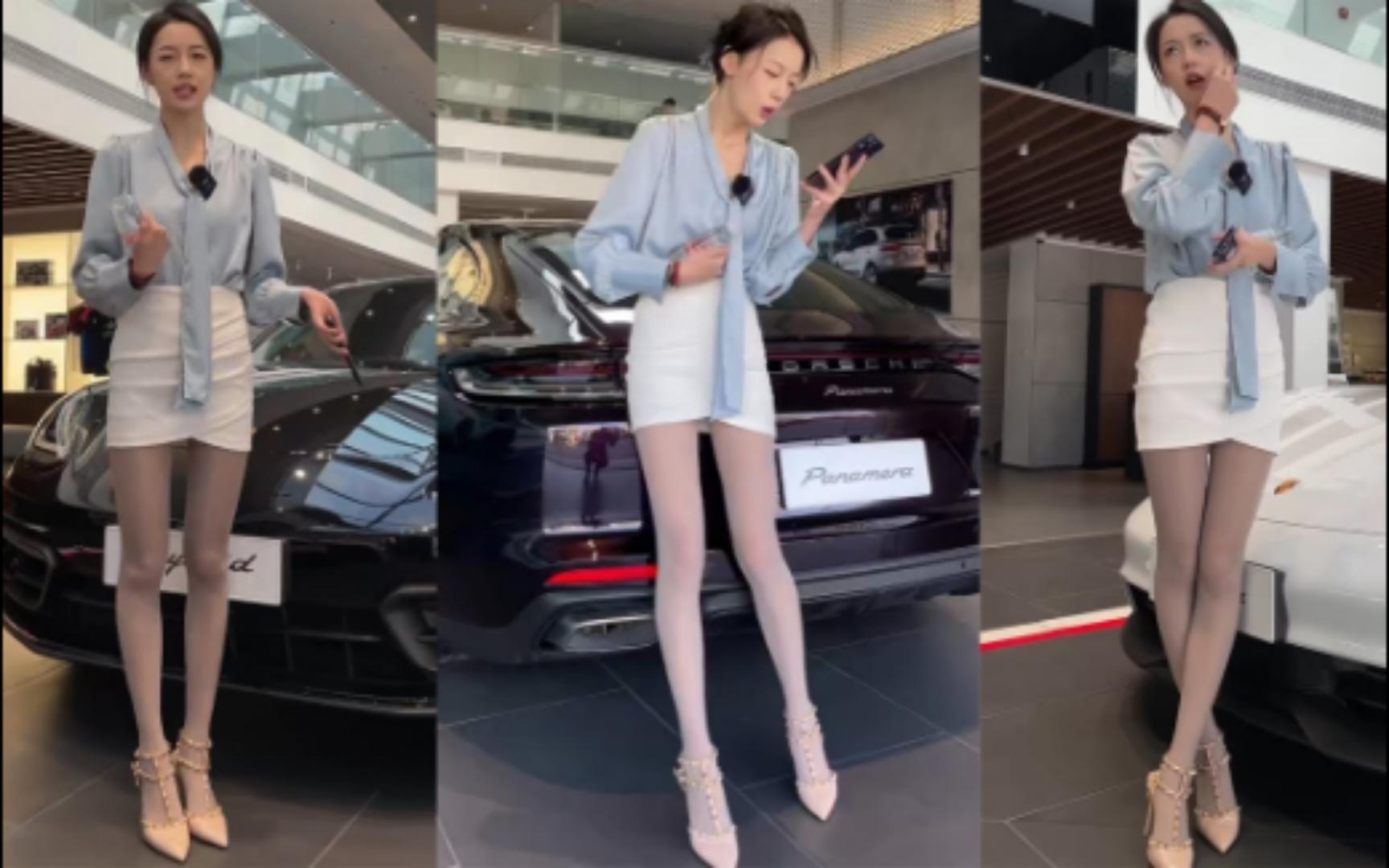 抖音车模丝袜女主播直播卖车 133