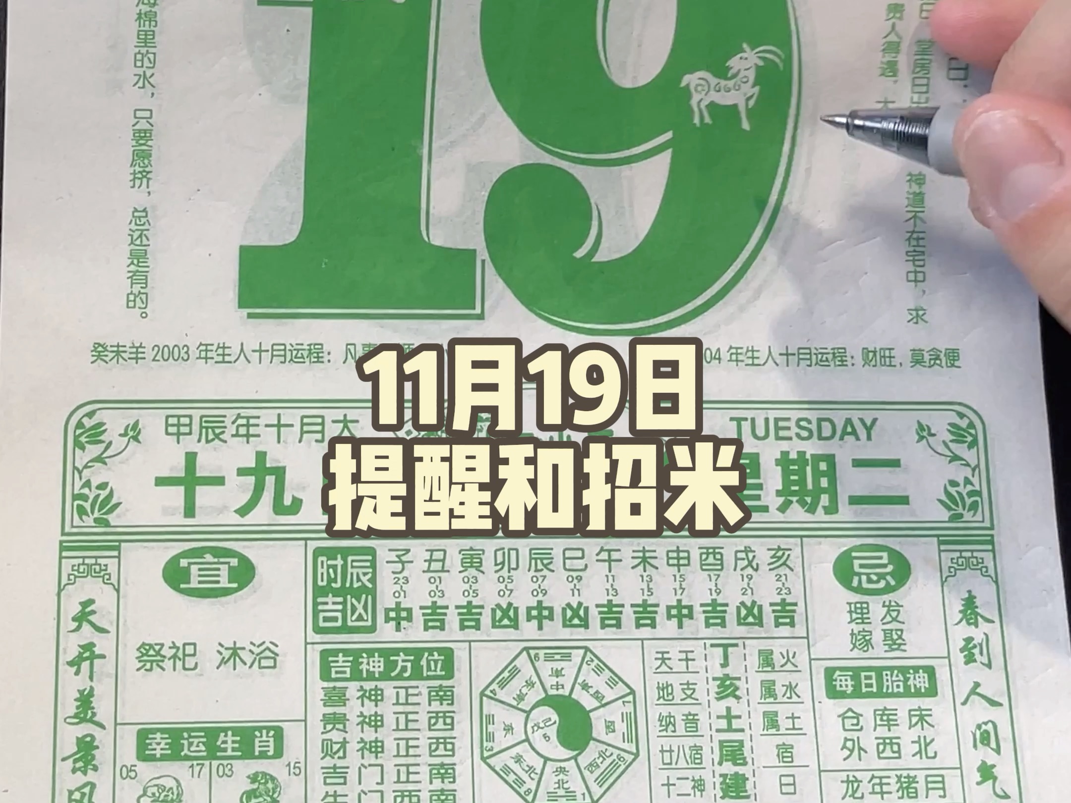 11月19日(农历十月十九)注意事项解说哔哩哔哩bilibili