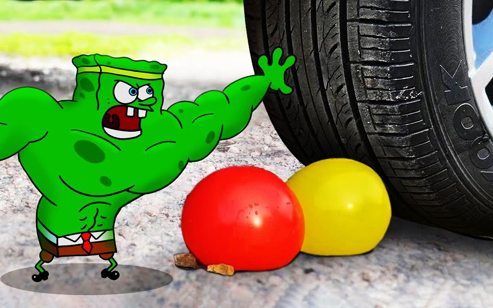 搞笑动画:超人海绵宝宝vs轮胎,超人海绵宝宝能否反败为胜呢?