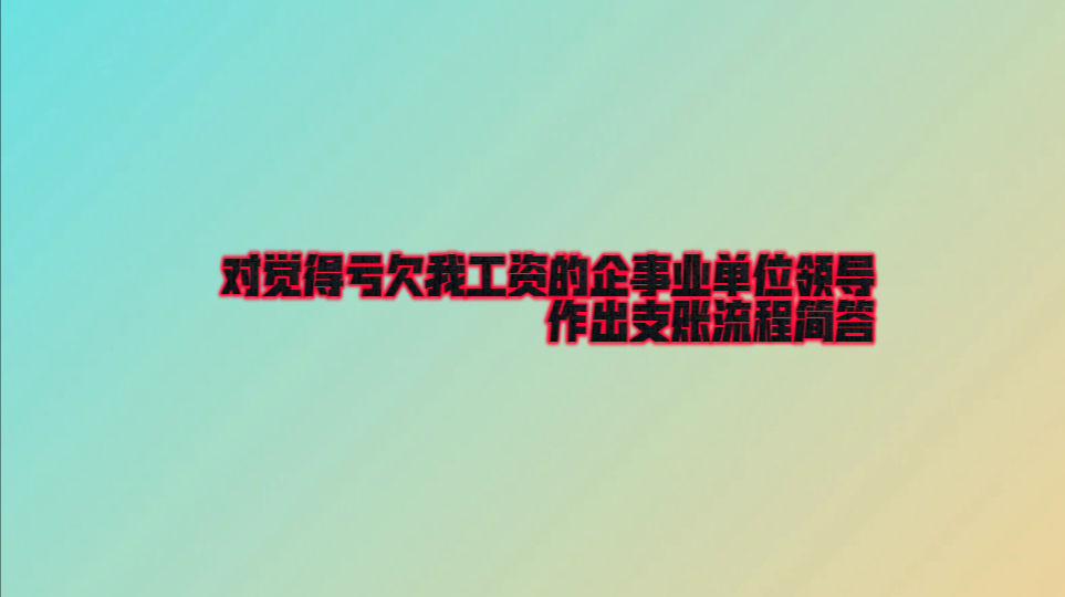 {问题天天多}对觉得亏欠我工资的企事业单位领导进行支账流程简答哔哩哔哩bilibili