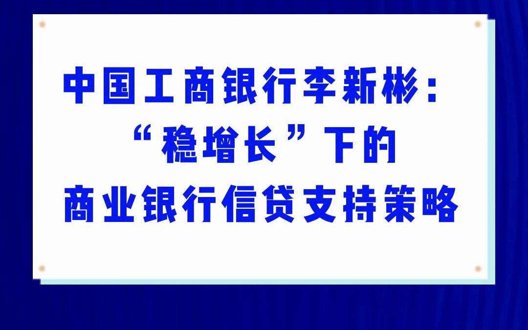 中国工商银行李新彬:“稳增长”下的商业银行信贷支持策略哔哩哔哩bilibili