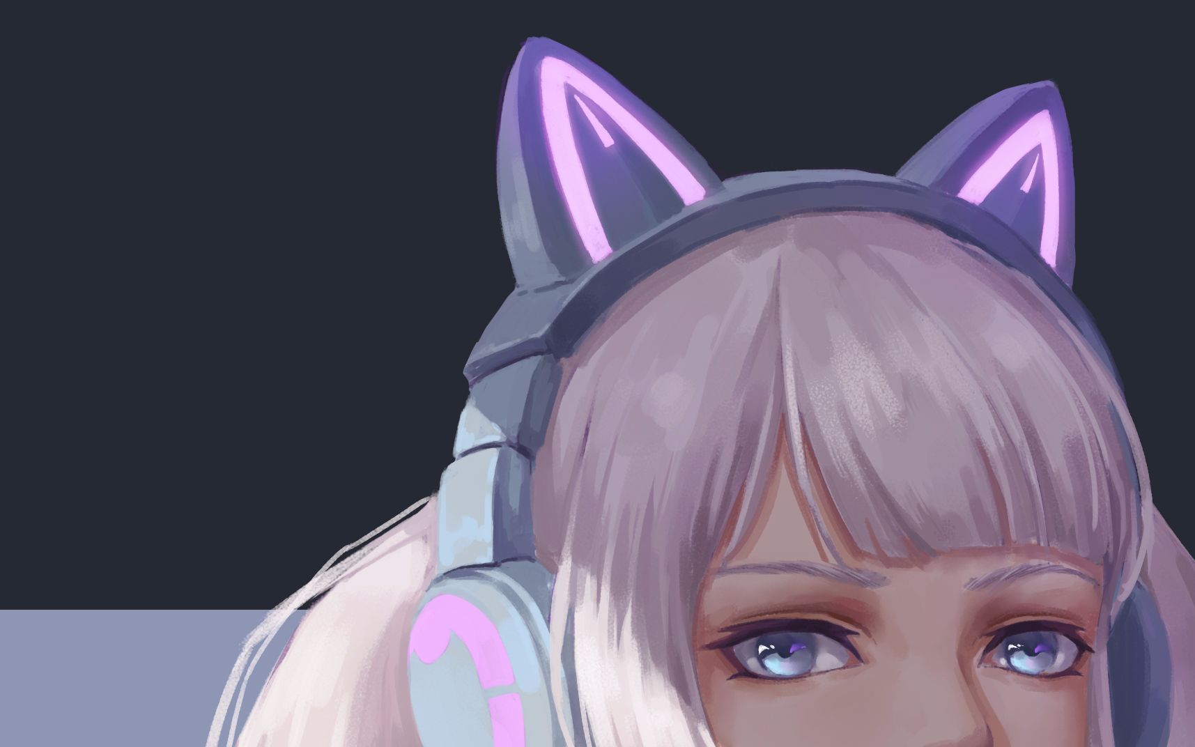 板绘是会发光的猫耳耳机不太厚涂的厚涂头像过程