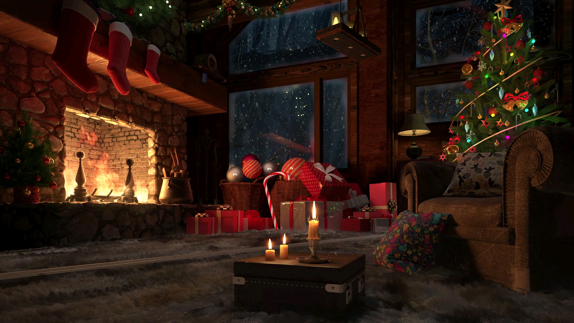 【白噪音】圣诞雪夜有小火车陪伴的毛绒绒小屋氛围音