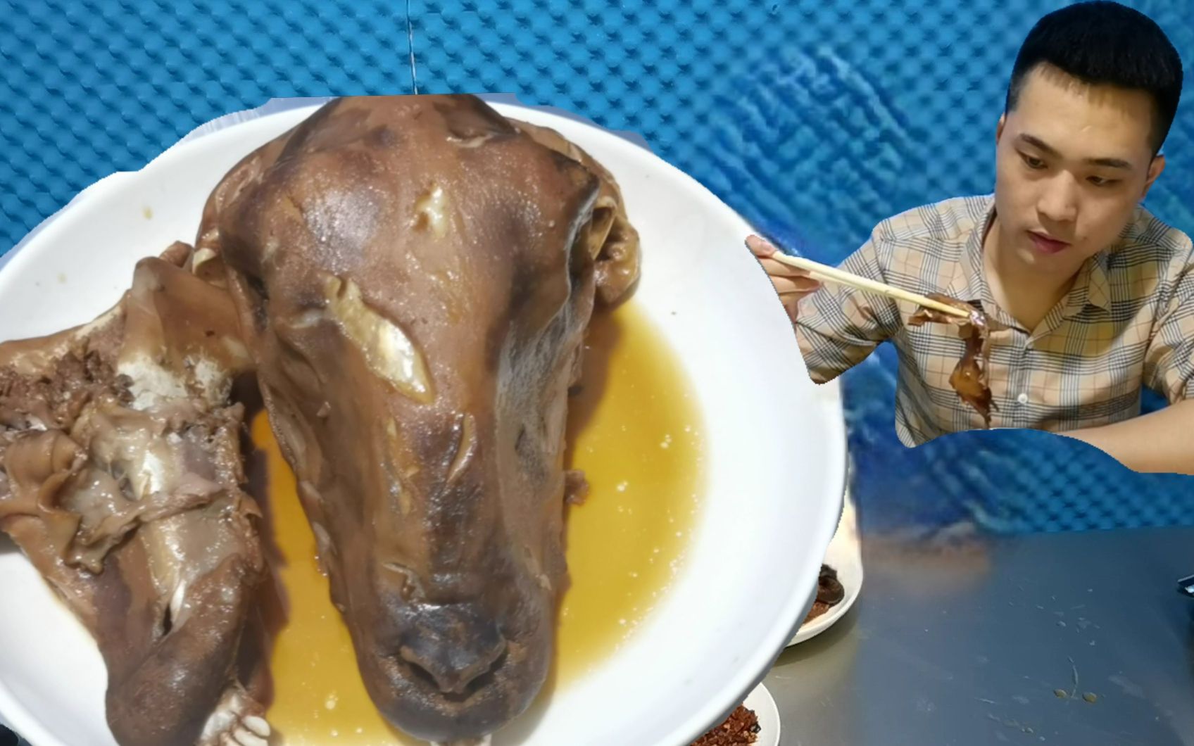 羊头能出多少肉?小伙在家自制卤羊头,岀锅馋得流口水,软烂可口