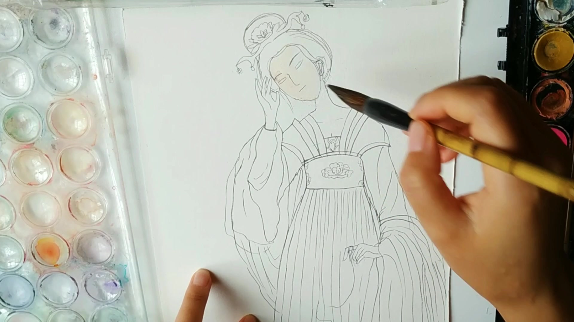 古风人物手绘视频步骤《执手的红线太长,剪断的情丝太短》