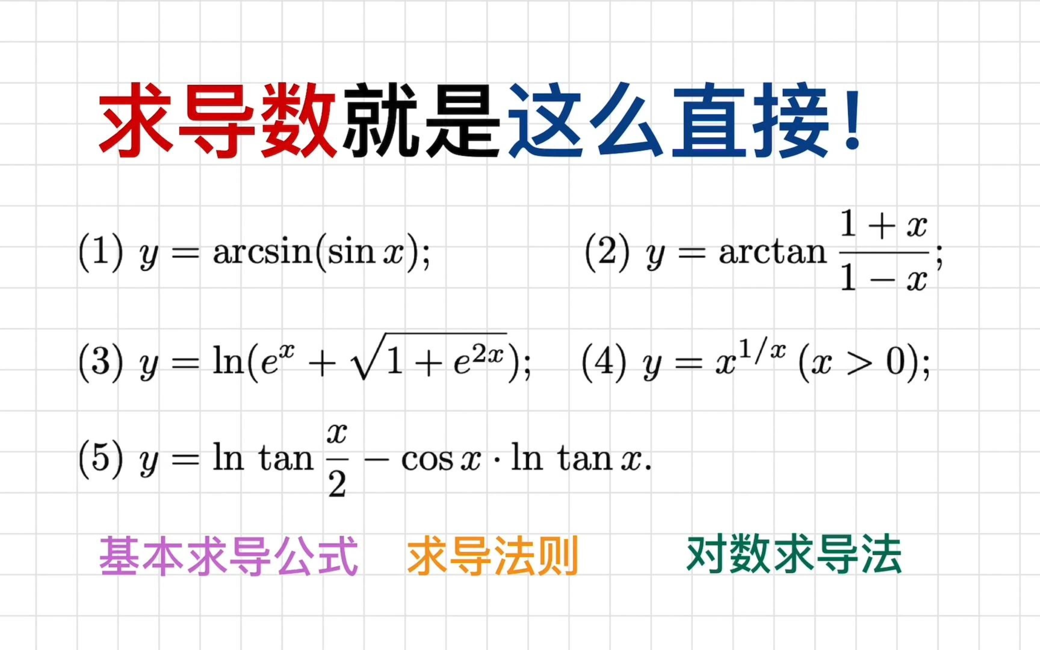 显函数求导, 就是这么直接! 基本求导公式+求导法则哔哩哔哩bilibili