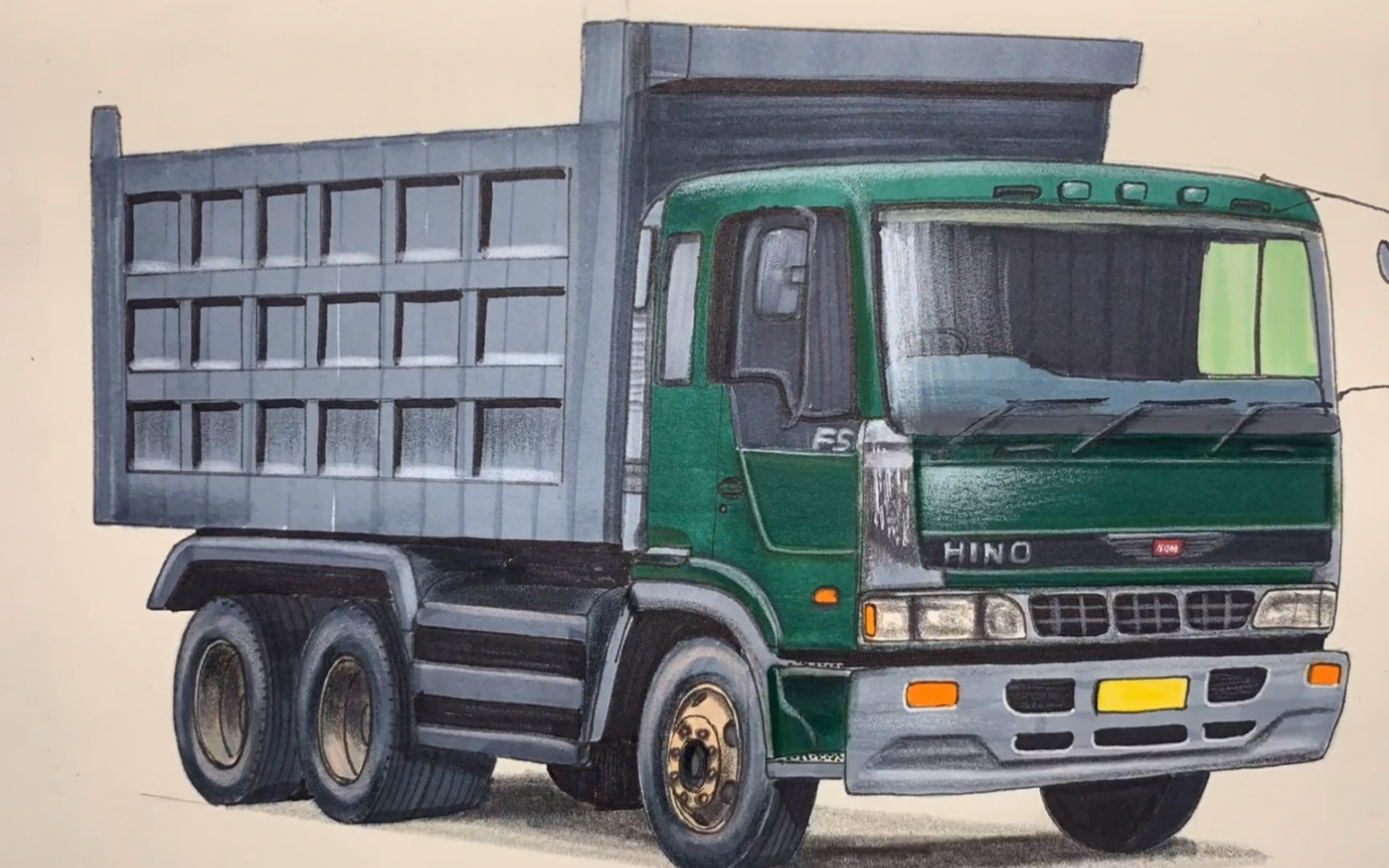 手绘日野卡车,日系经典