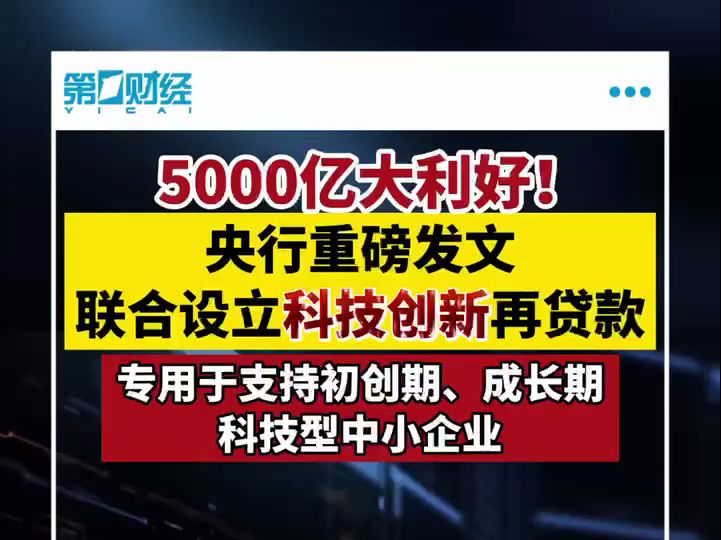 5000亿大利好!央行重磅发布!科技创新再贷款加速落地,精准支持科技型企业哔哩哔哩bilibili