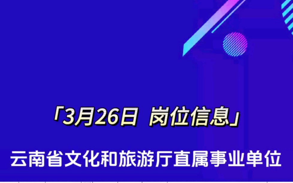 求职!云南省文化和旅游厅直属事业单位招聘哔哩哔哩bilibili