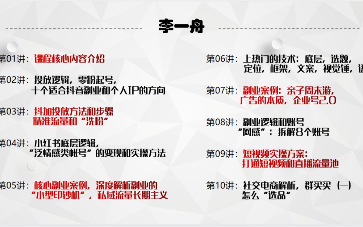 李一舟短视频创业底层方法论及实操课程哔哩哔哩bilibili