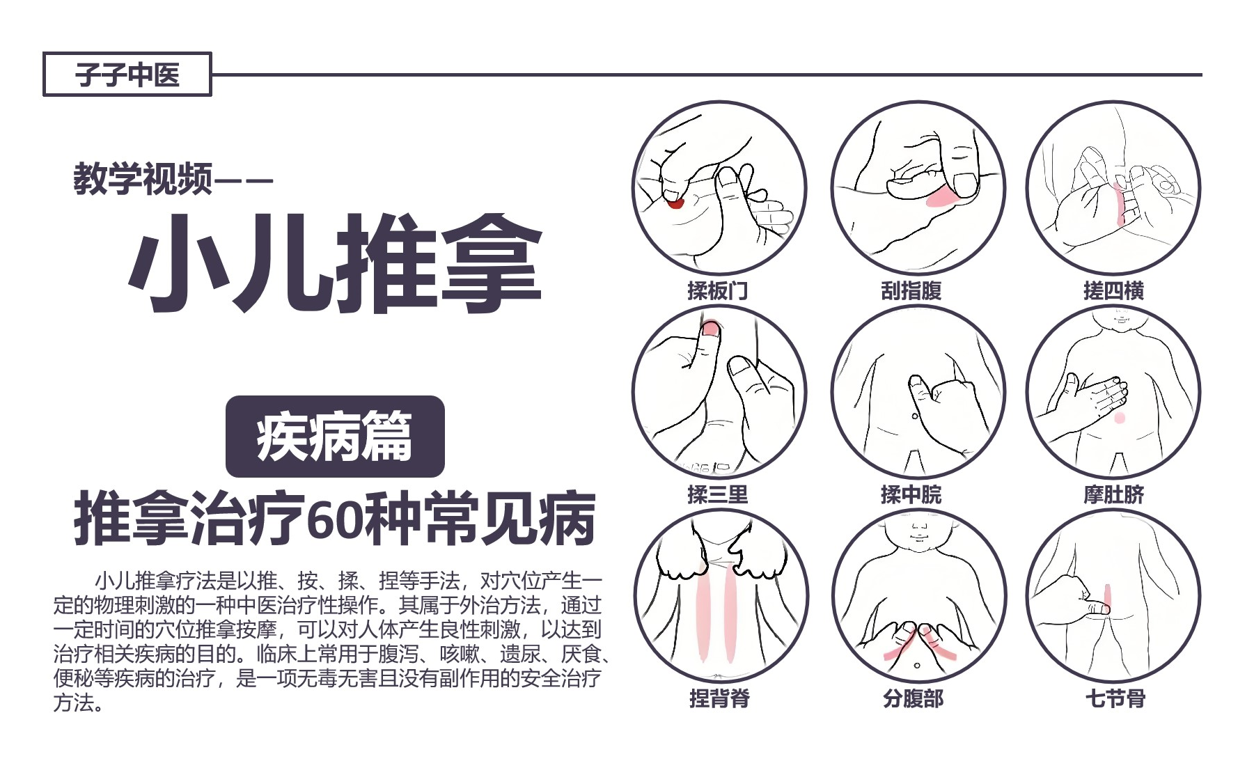 小儿推拿治疗教学视频-疾病篇-60种常见病（子子中医整理&中医外治法系列）