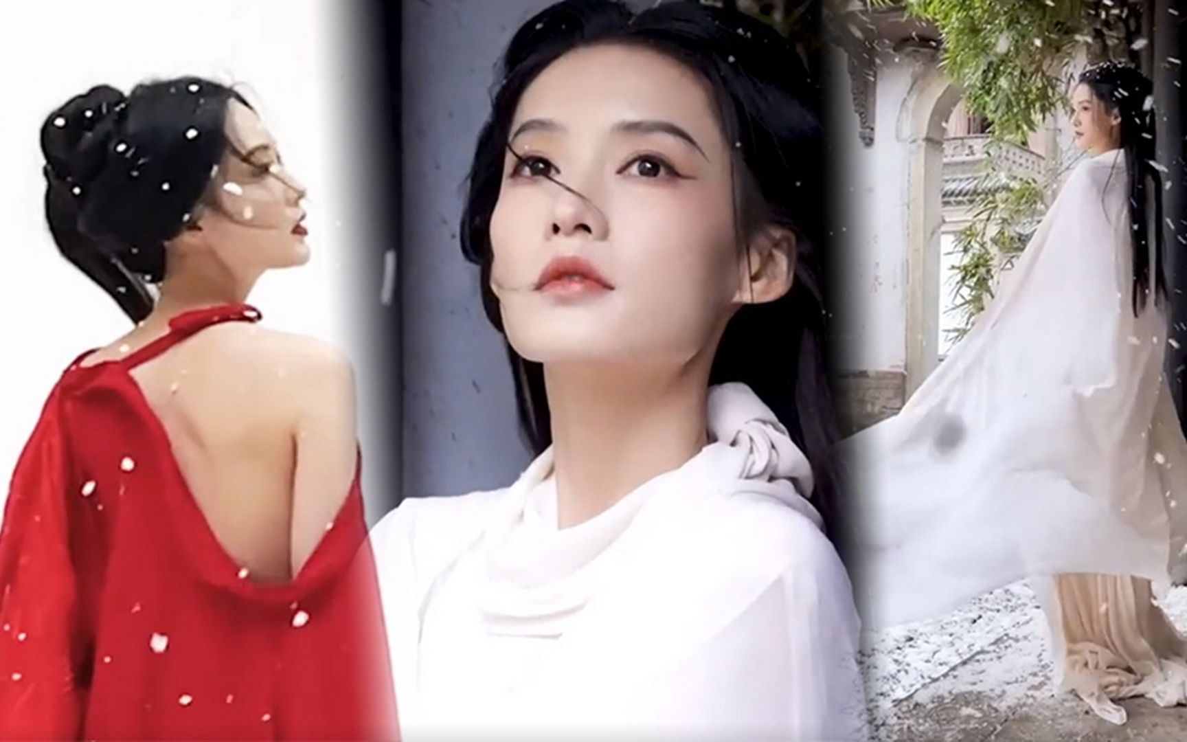 李沁工作室晒古装拍摄花絮 雪景中白衣飘飘仙气十足