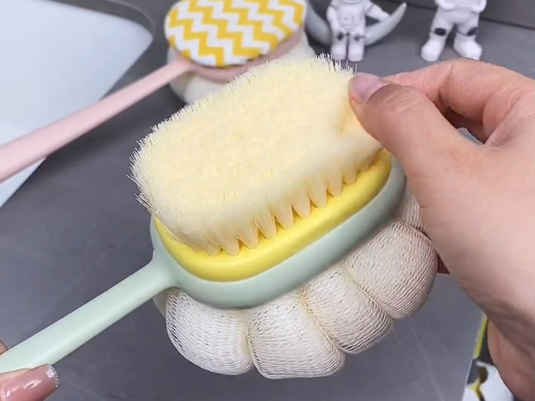 双面洗澡擦背神器沐浴刷长柄软毛洗澡刷可拆卸搓澡巾强力搓背刷子