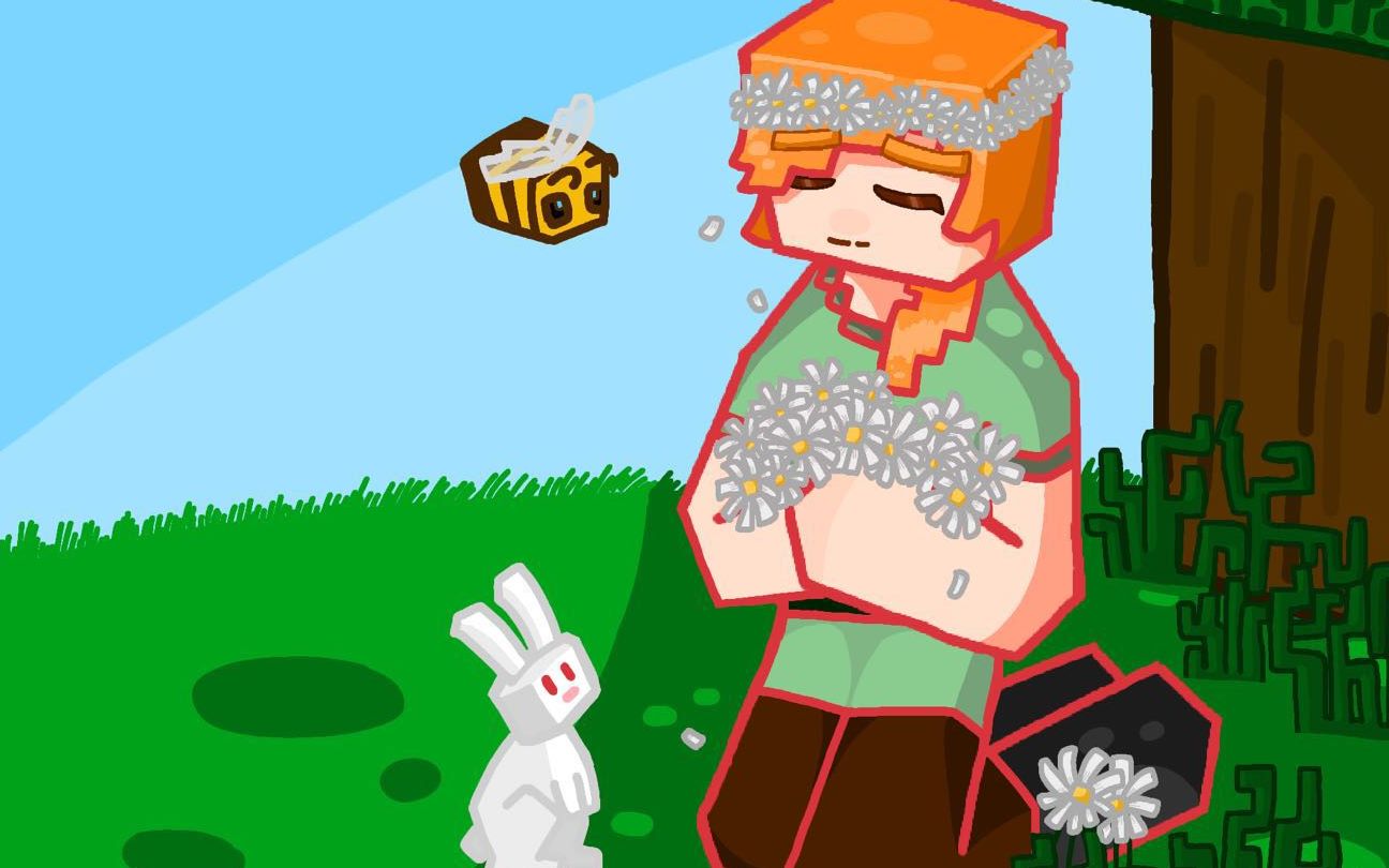 【minecraft】艾利克斯绘画过程_哔哩哔哩 (゜-゜)つロ 干杯
