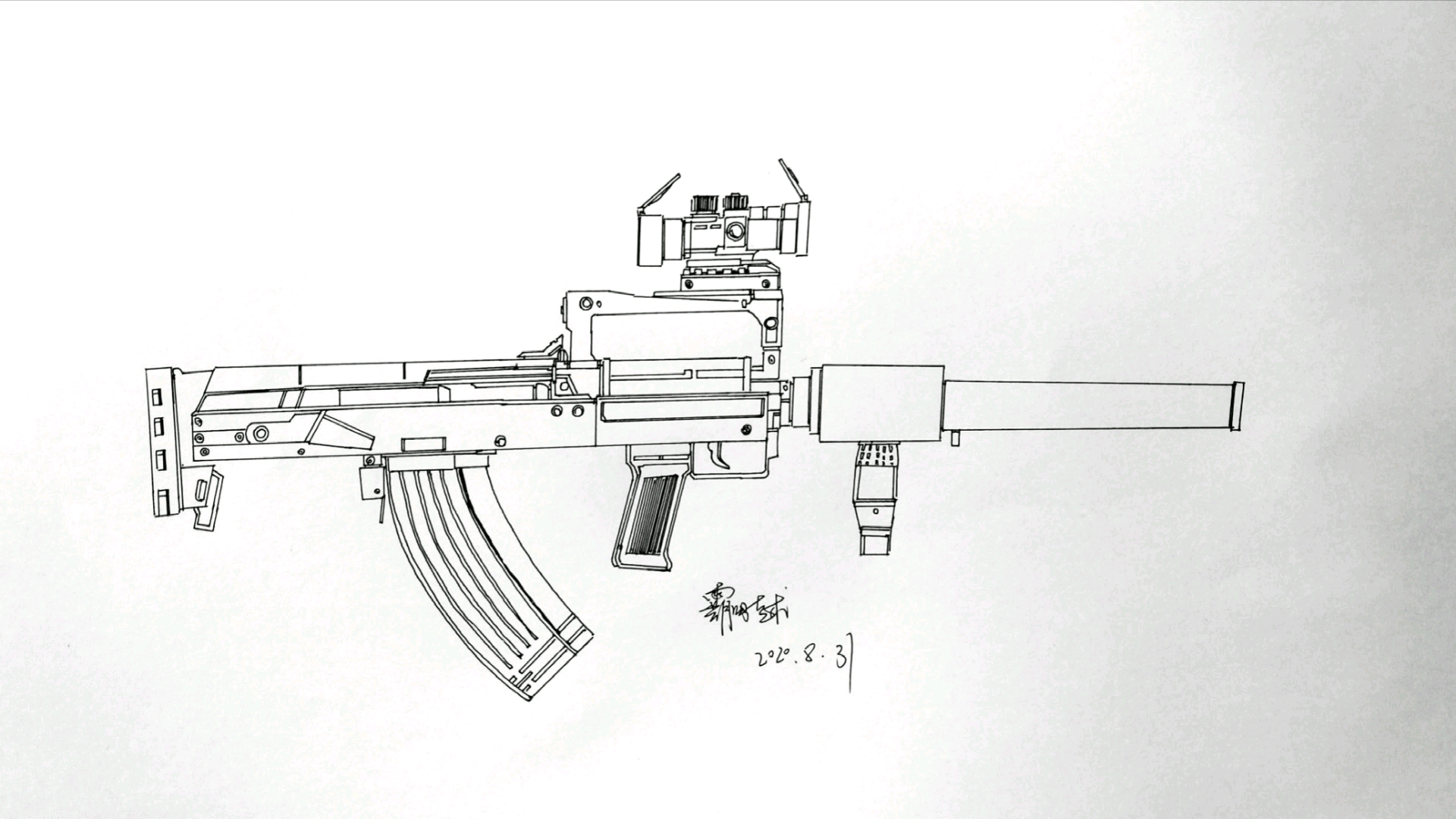 吃鸡武器简笔画Groza图片