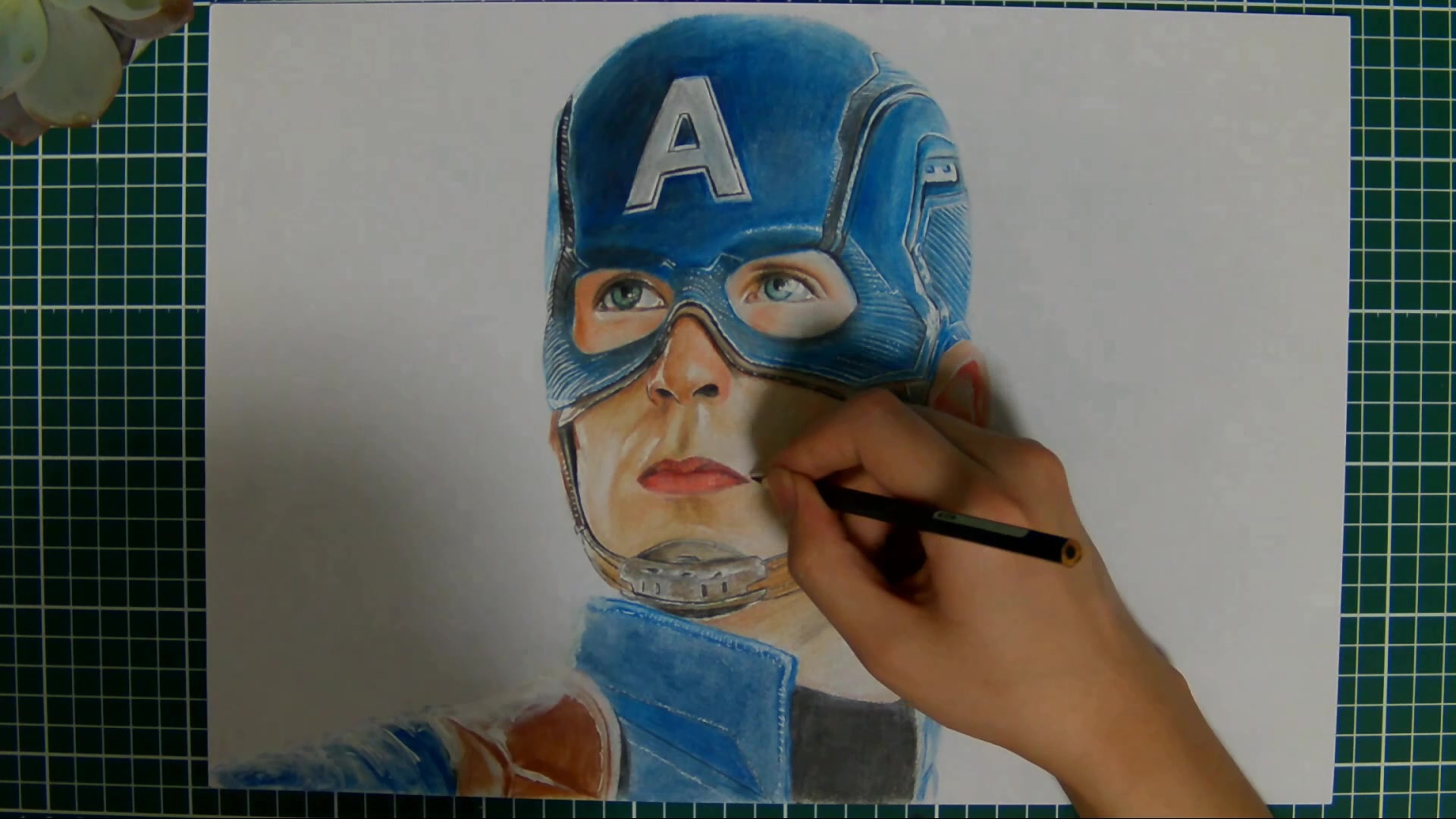 手绘彩铅美国队长_哔哩哔哩 (゜-゜)つロ 干杯~-bilibili