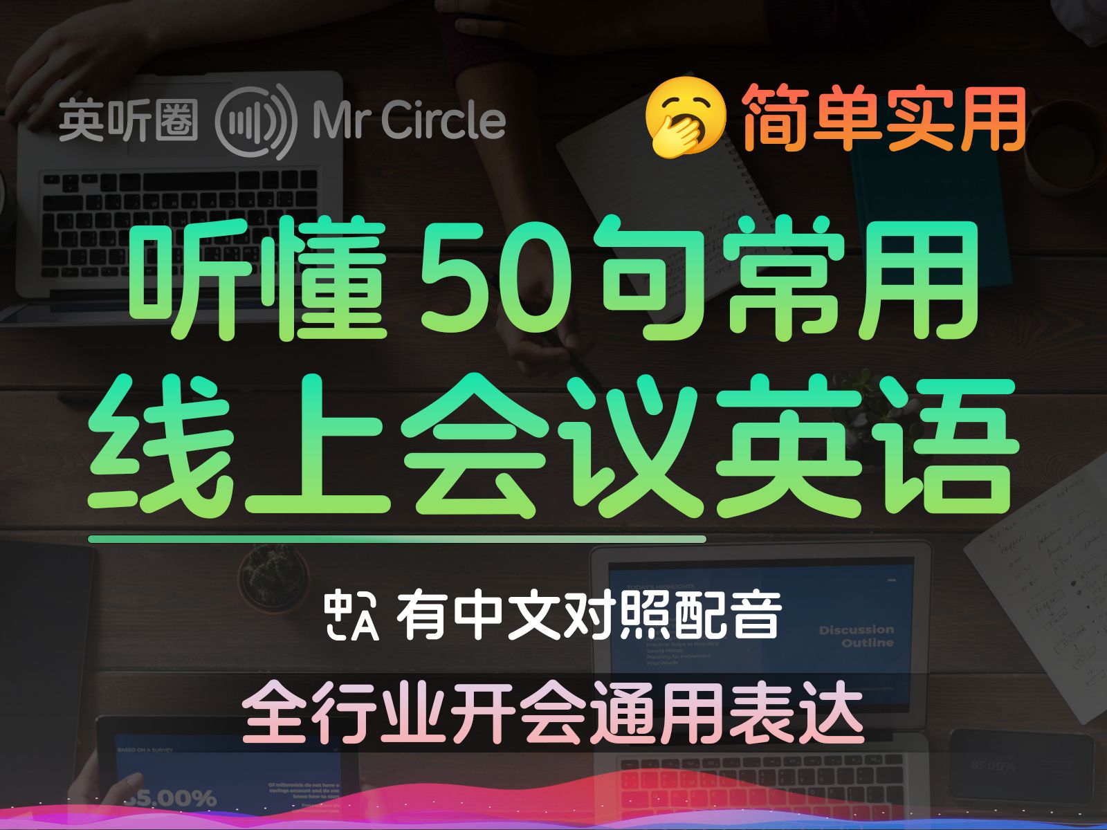 [图]线上开会常说的50句英语，轻松应对远程沟通！ | 英听圈 MrCircle | Virtual Meeting English Phrases