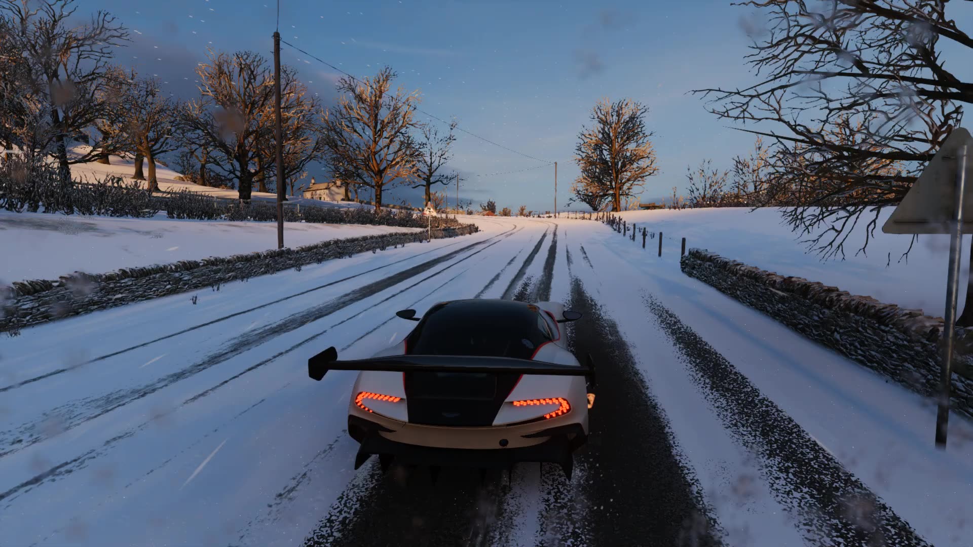 极限竞速地平线4,逮虾户雪天环岛半夜景,咱菜但咱可以看风景呐