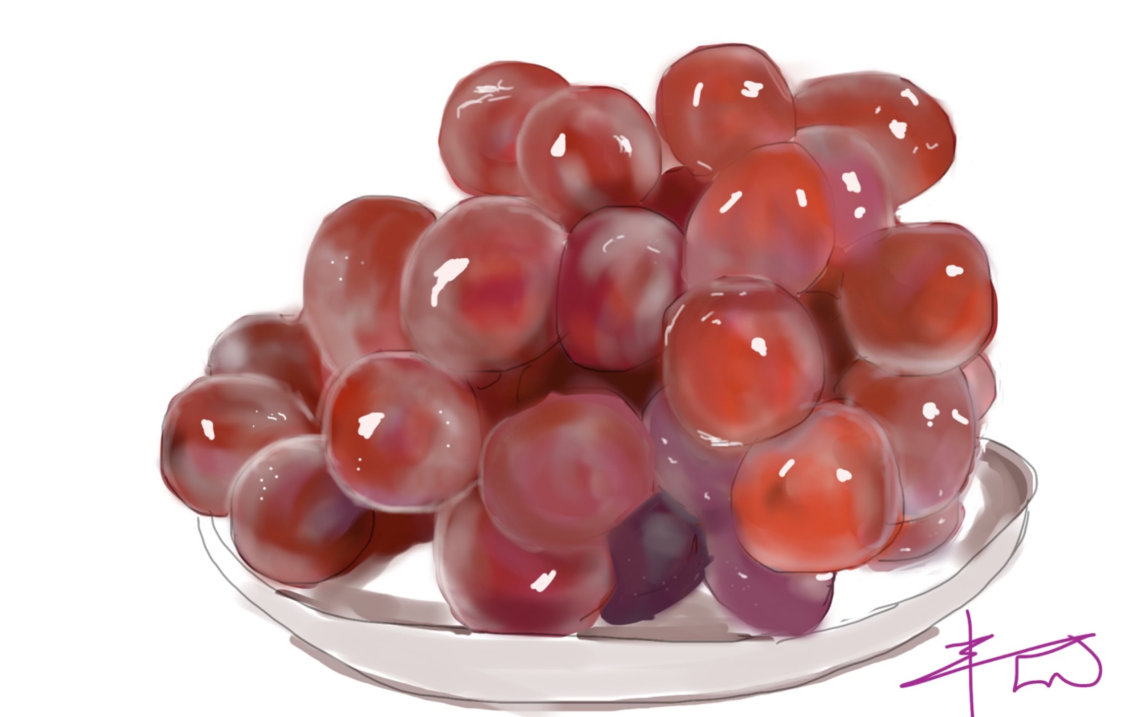 procreate画画 吃葡萄不吐葡萄皮