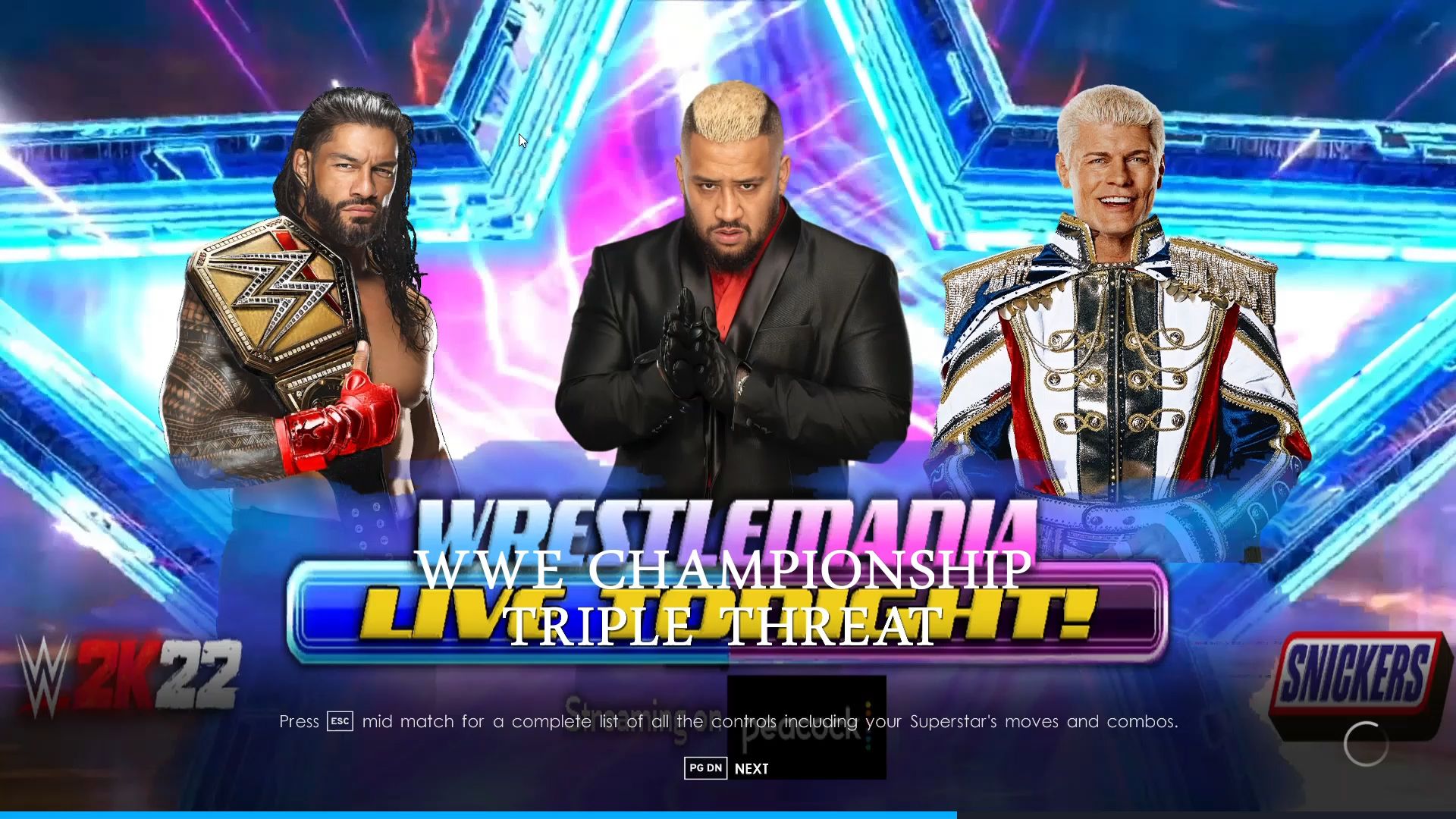 wwe2k22 罗曼雷恩斯vs索罗西科亚vs科迪罗兹