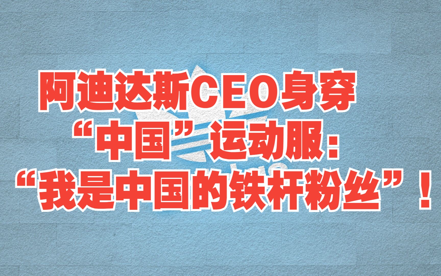 阿迪达斯CEO身穿“中国”运动服:“我是中国的铁杆粉丝”!哔哩哔哩bilibili