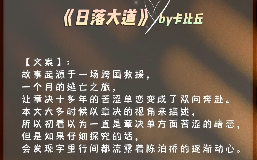 【纯爱】推文《日落大道》by卡比丘——如果只有一把伞,只有一束花,一把钥匙,陈泊桥给章决哔哩哔哩bilibili