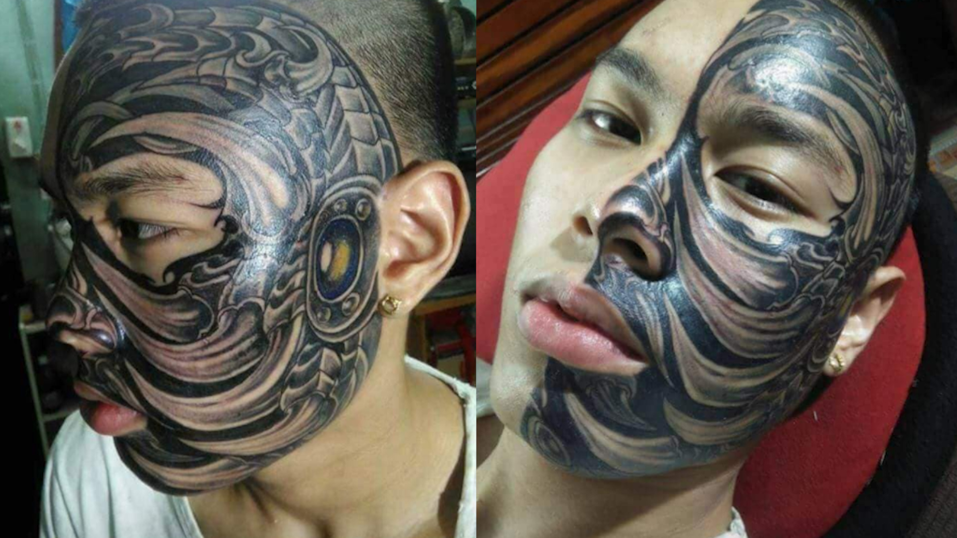 28岁男子满脸刺青图片