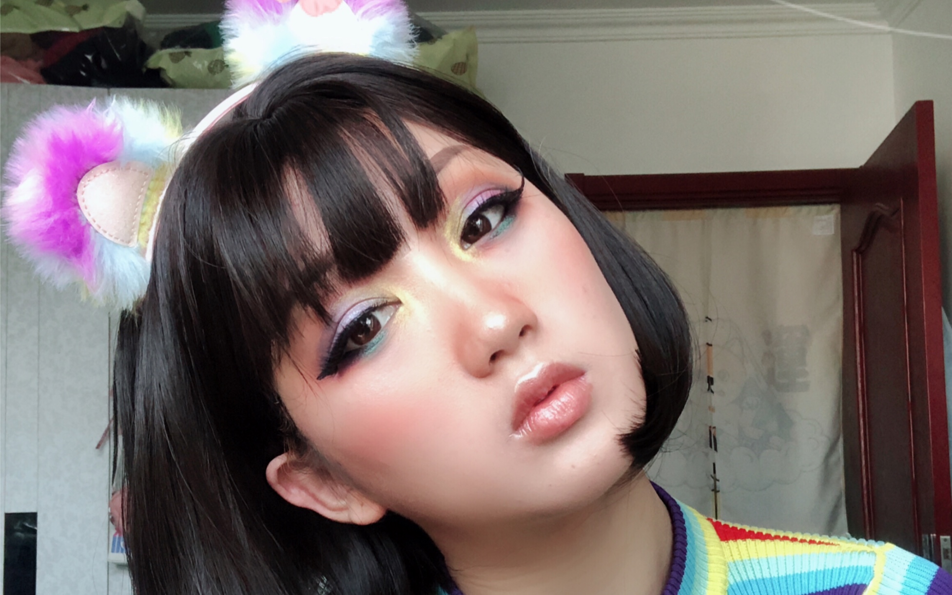 彩虹熊妆容_哔哩哔哩 (゜-゜)つロ 干杯~-bilibili