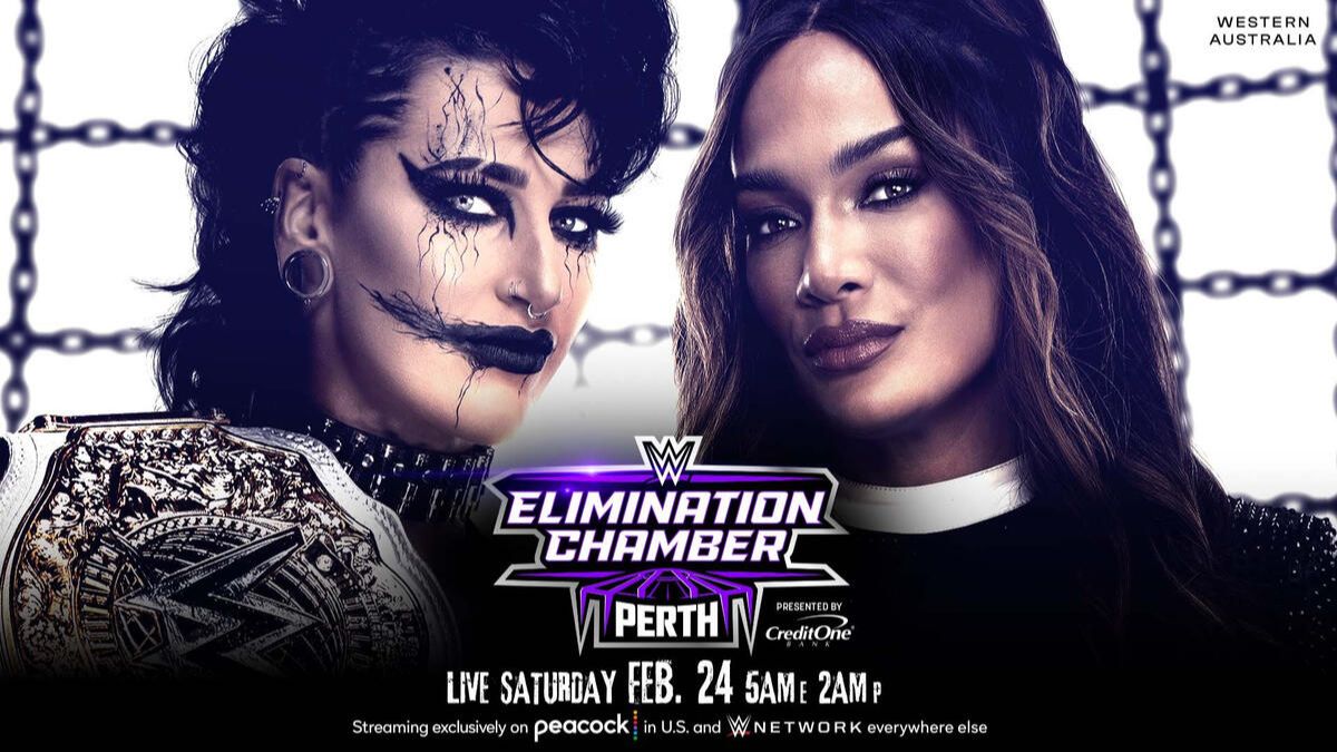 [图]【WWE】Rhea Ripley vs. Nia Jax - WWE女子世界冠军赛 - Elimination Chamber Perth 24/02/24