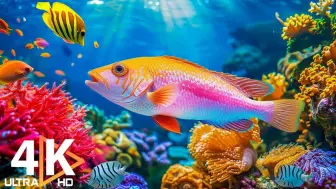 Télécharger la video: 水族馆 4K 视频（超高清）🐠 美丽的珊瑚礁鱼 - 平静的音乐和色彩