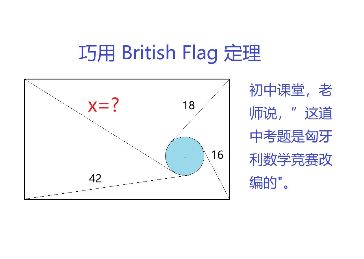 巧算中考几何难题, 利用British Flag定理,改编自匈牙利数学竞赛题,结尾有趣味题.哔哩哔哩bilibili