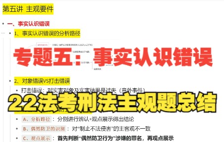 22法考柏浪涛刑法主观题总结:专题五—事实认识错误哔哩哔哩bilibili