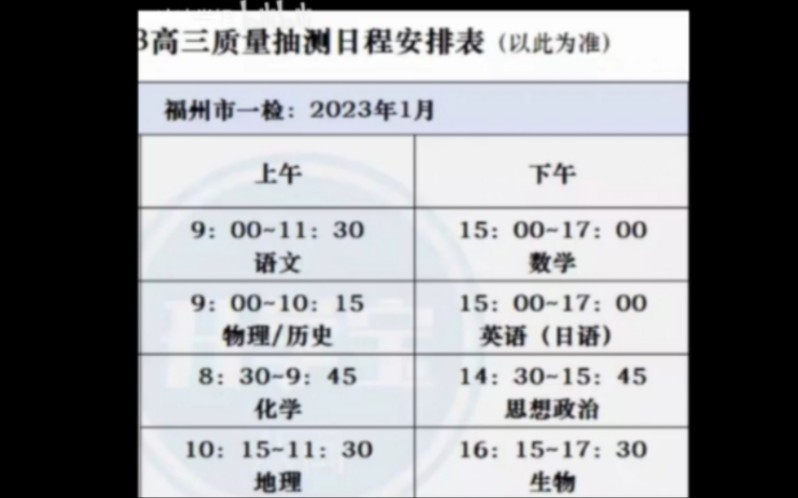 提前发布!福州市一检 2023年高三一月福州一检 九师联盟 天一大联考 安徽皖智A10联盟哔哩哔哩bilibili