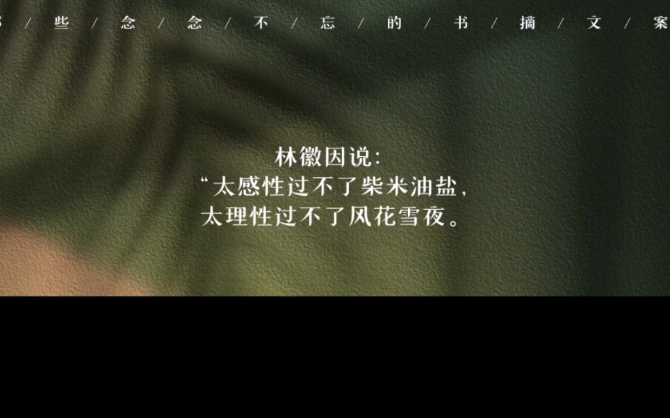 林徽因说:"太感性过不了柴米油盐,太理性过不了风花雪夜.