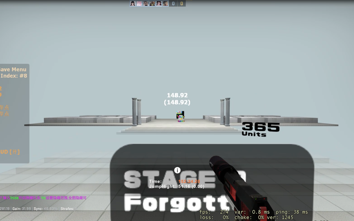 csgokz萌新断断续续跳了好几次终于第一次过了十八关地图名十八关up是