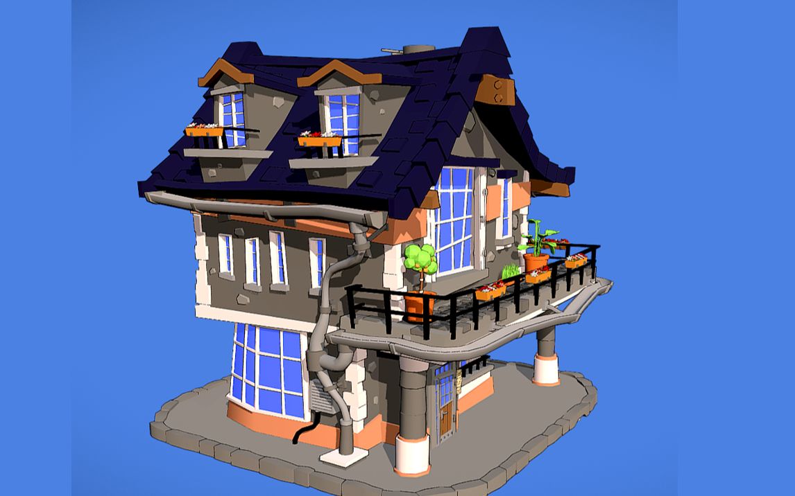 【maya场景建模基础教程】-----卡通两层别墅