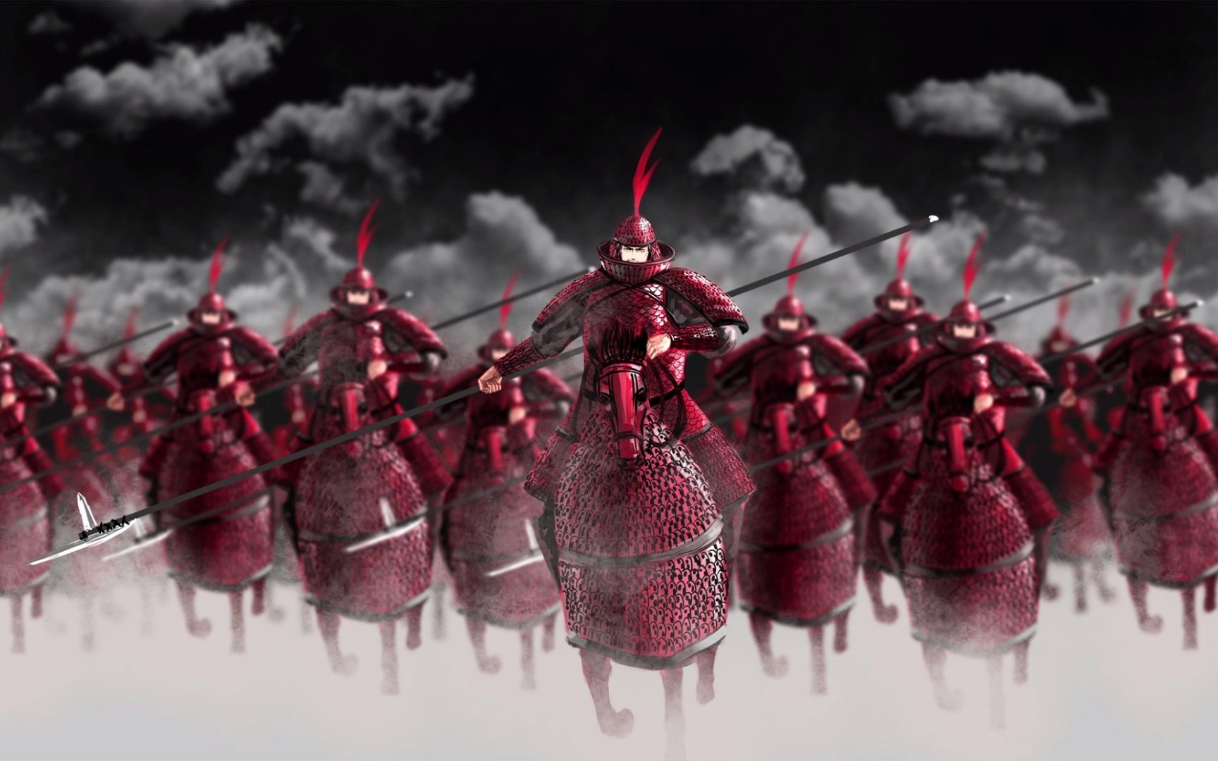 我所想象的吕布军陷阵营,红甲烈马,宛如赤潮